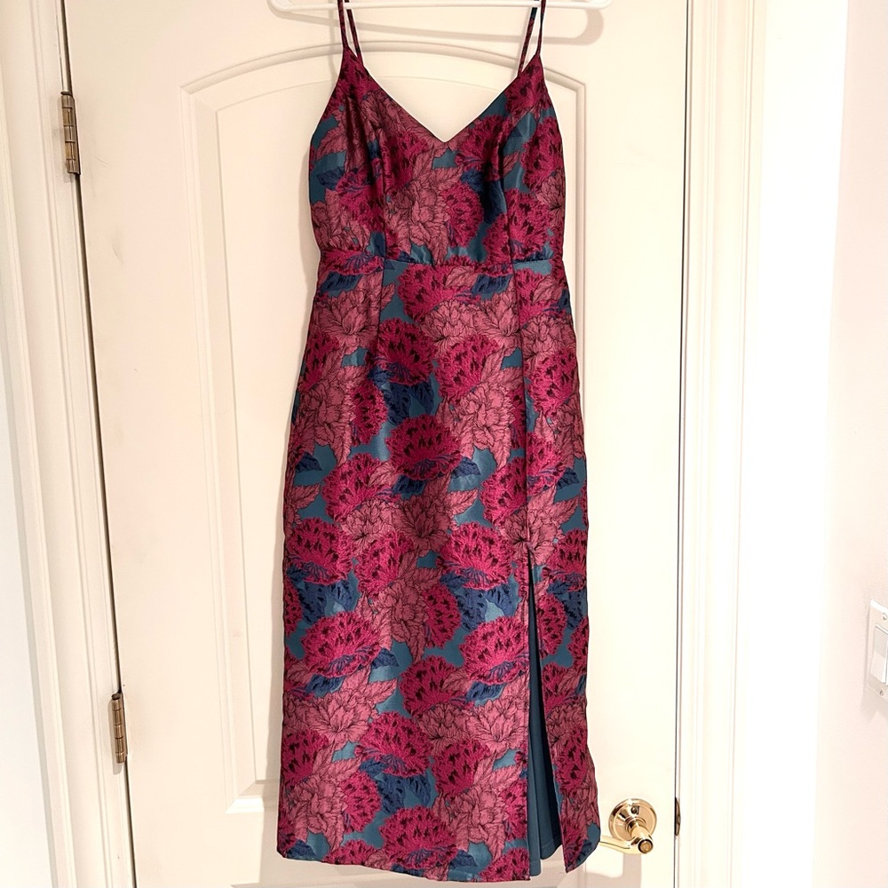 Lulu's Feelings Bloom Pink and Blue Floral Print Midi Dress - Picture 5 of 9